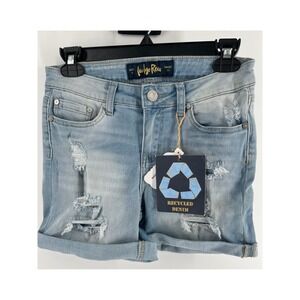 Indigo Rein Womens Size 5 Distressed Denim Shorts Light Wash 27" Waist NWT